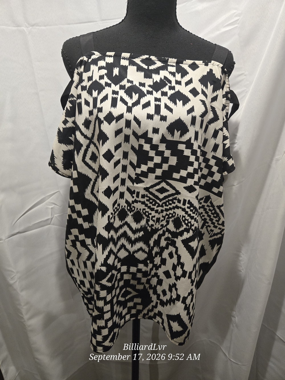 Sugarlips Black and White Geometric Off-Shoulder Blouse